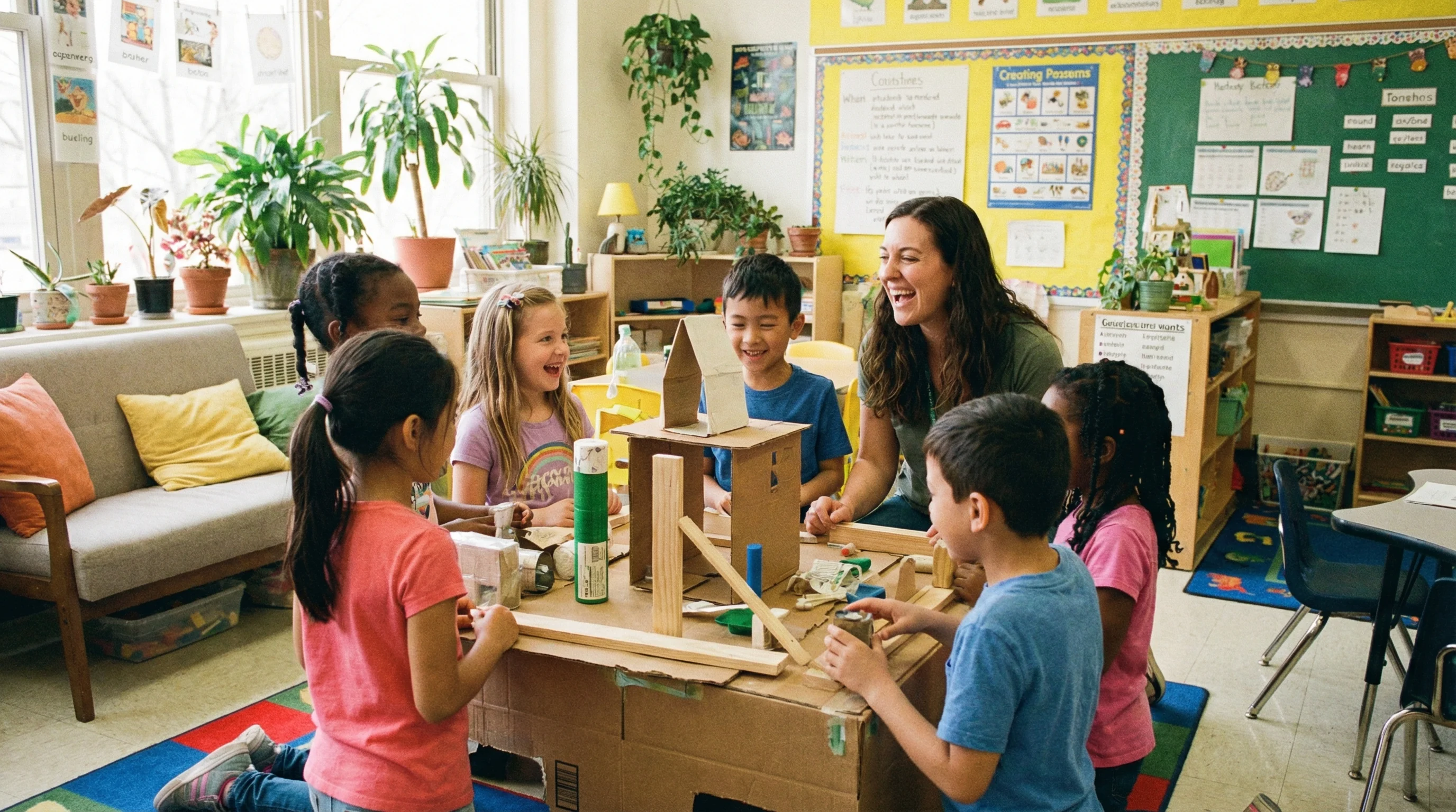 Lower school students collaborating