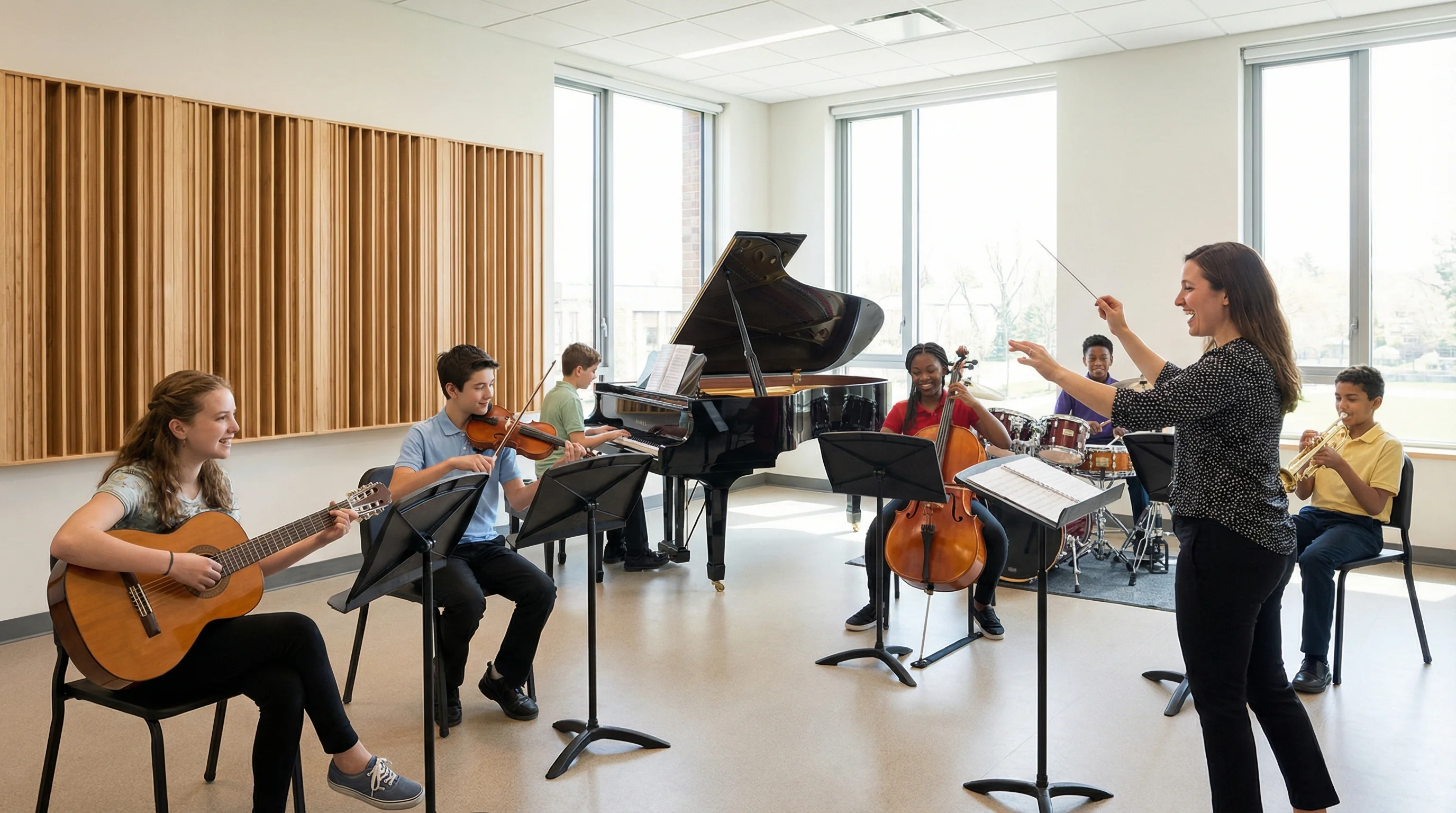 Students playing instruments